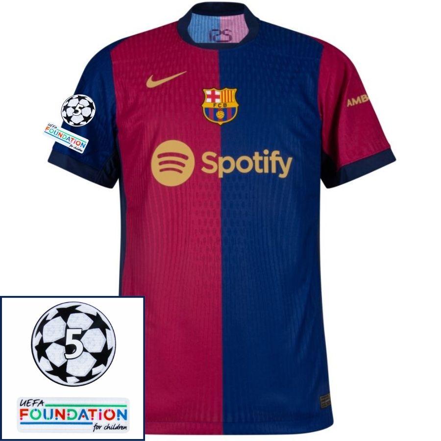 Barcelona Lamine Yamal 19 Home 2024/25 Patches UCL UEFA Foundation (Official Printing)