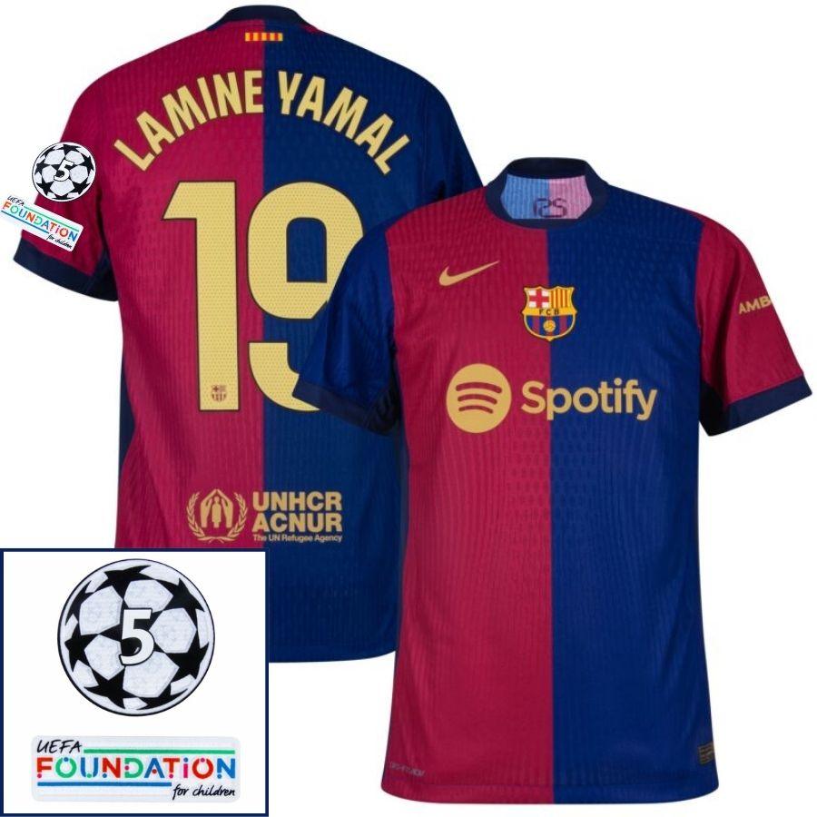 Barcelona Home 2024/25 Patches UCL UEFA Foundation (Official Printing)