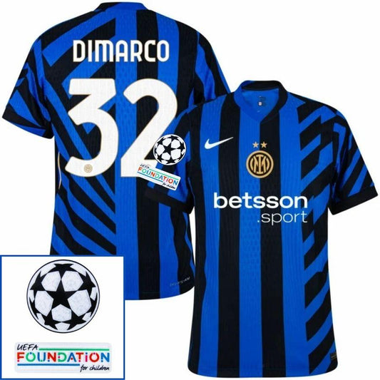 Inter Milan Dimarco 32 Home 2024/25 Patches UCL UEFA Foundation (Official Printing)