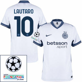 Inter Milan Lautaro 10 Away 2024/25 Patches UCL UEFA Foundation (Official Printing)