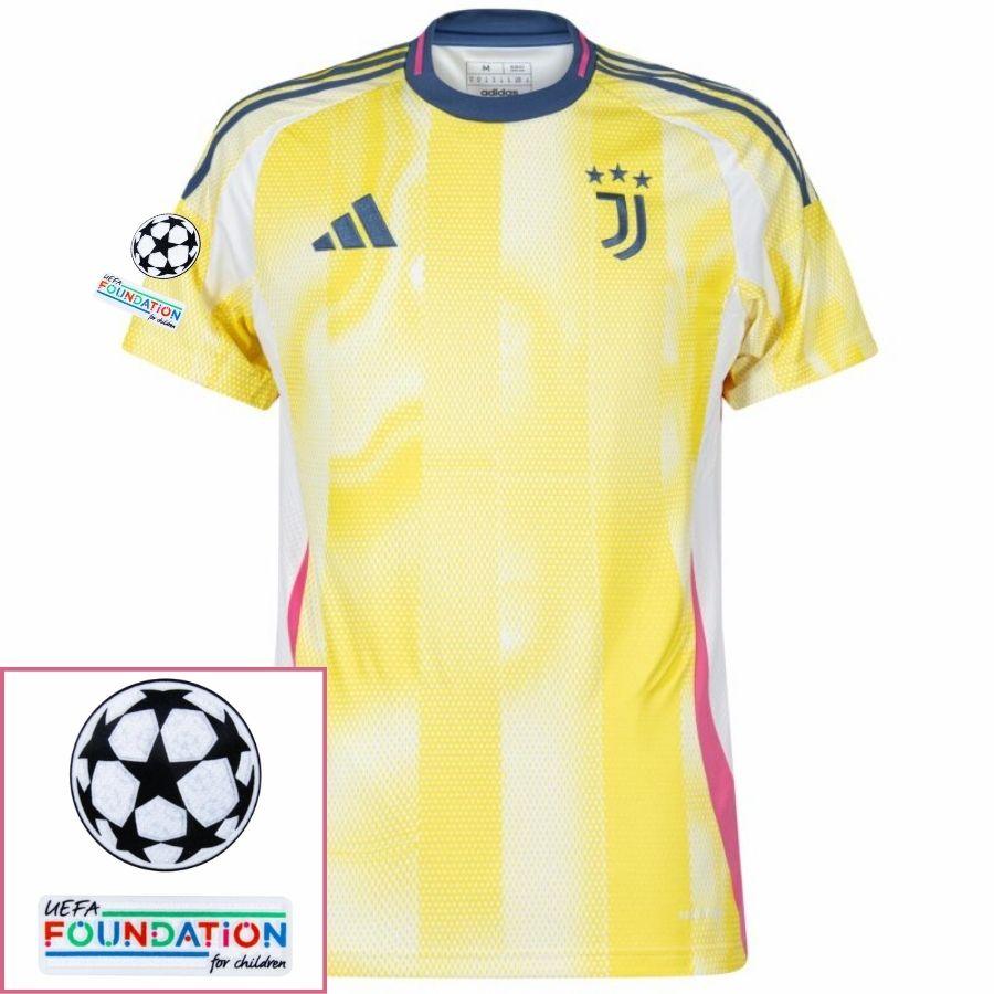 Juventus Vlahovic 9 Away 2024/25 Patches UCL UEFA Foundation (Official Printing)