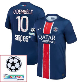 Paris Saint-Germain Fan Jersey Home 2024/25 Patches UCL UEFA Foundation (Official Printing)