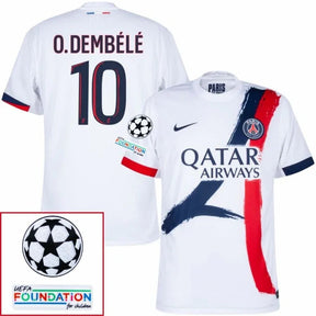 Paris Saint-Germain O.DEMBELE 10 Fan Jersey Away 2024/25 Patches UCL UEFA Foundation (Official Printing)