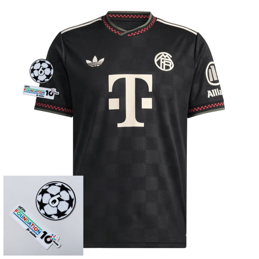 Bayern München Third Fan Jersey 2025/26 Patches UCL + 10th Anniversary UEFA Foundation