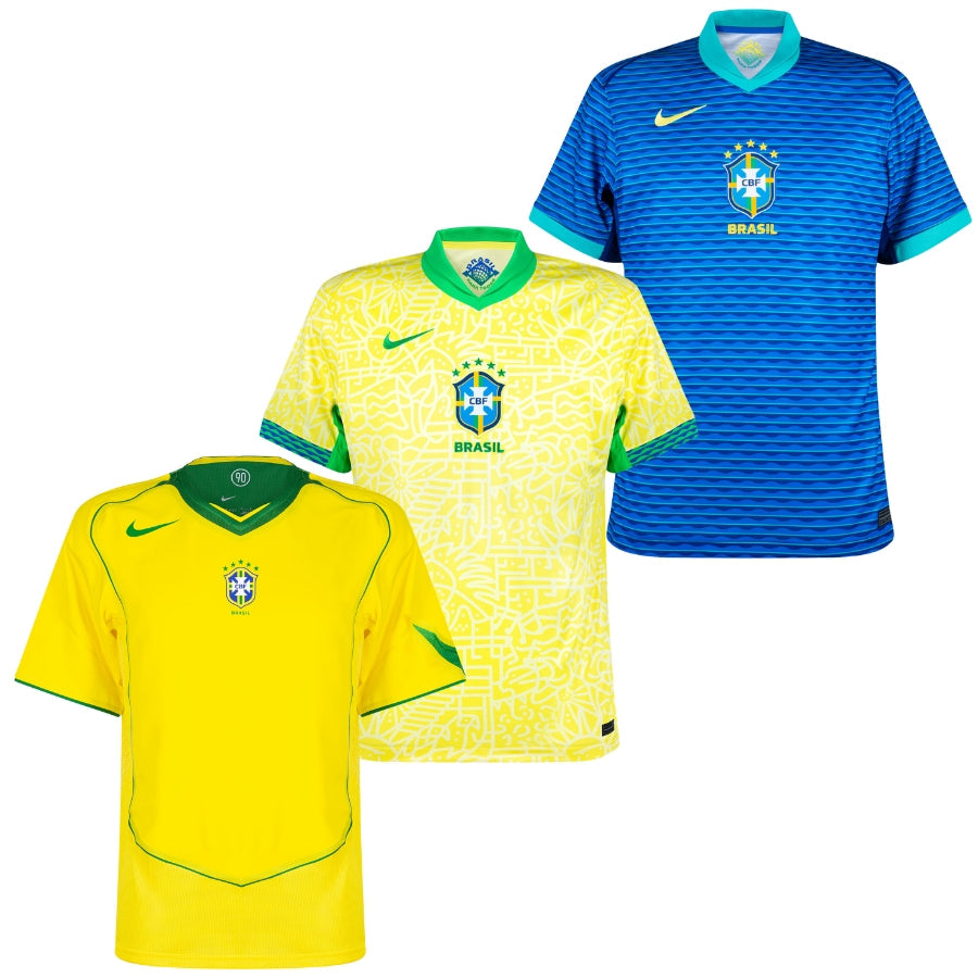 Brazil Fan Jersey Home, Away e Retro 2025/26 - Kit 3 Fan Jersey