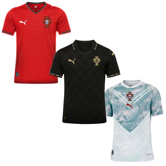 Portugal Fan Jersey Home, Away e Black Panther 2026/27 - Kit 3 Fan Jersey