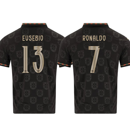 Portugal Fan Jersey Black Panther 2025/26 #13 Eusebio and #7 Ronaldo